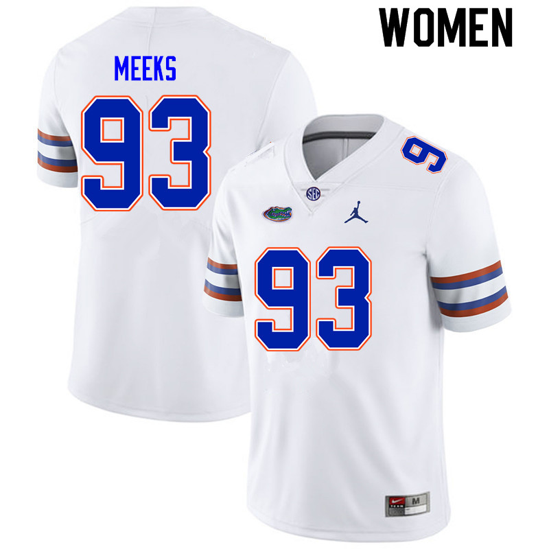 Women #93 Dylan Meeks Florida Gators College Football Jerseys Sale-White - Click Image to Close